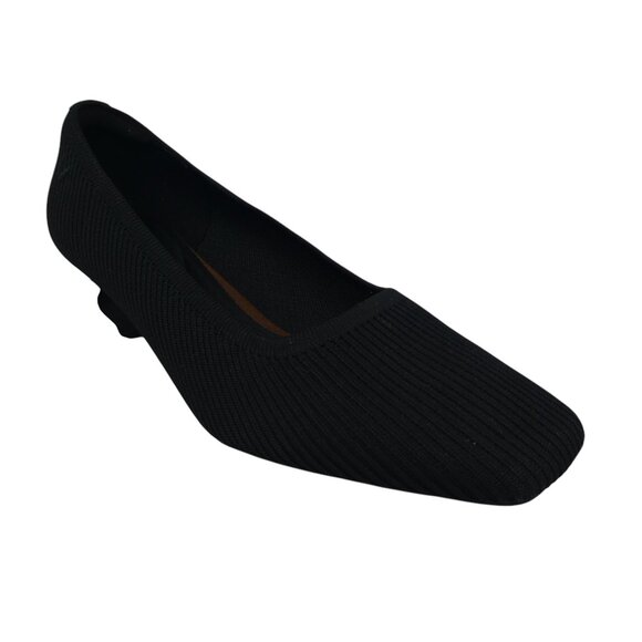 Vivaia Melody Pro Black Knit Square Toe Chunky Heel Pumps Womens 39.5 US 8.5 - Picture 1 of 13